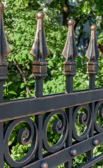 close up detail of wrought iron gate